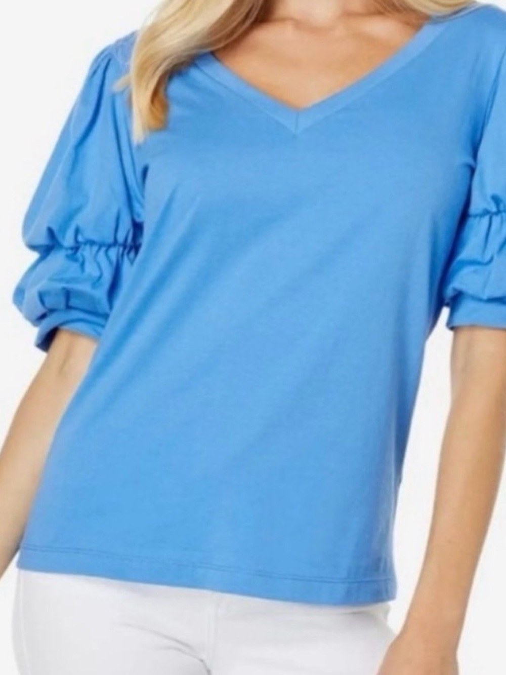 Lilly Pulitzer Dicola Blue (Periwinkle Blue) V-Neck Short Sleeve Top Size L EUC
